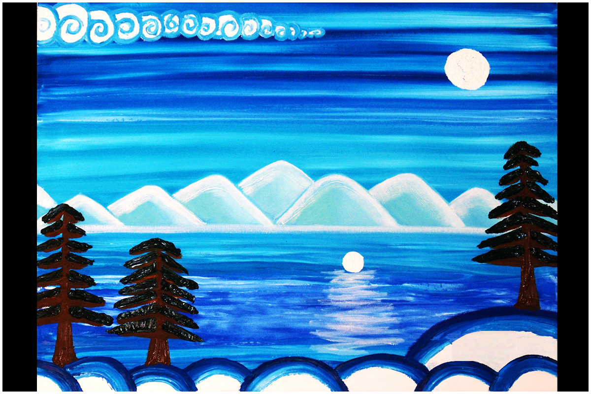 Lake Tahoe Full Moon Oil Painting