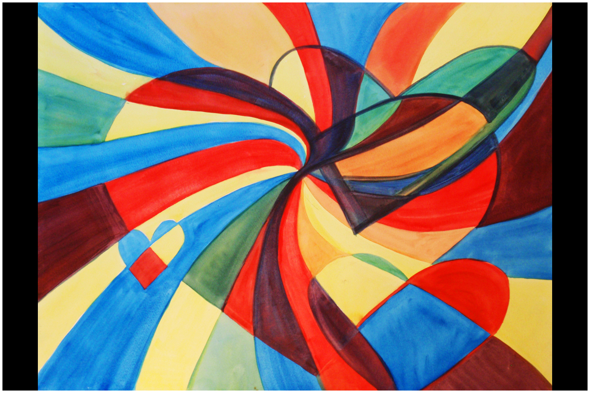 Watercolor Heart Pattern Painting