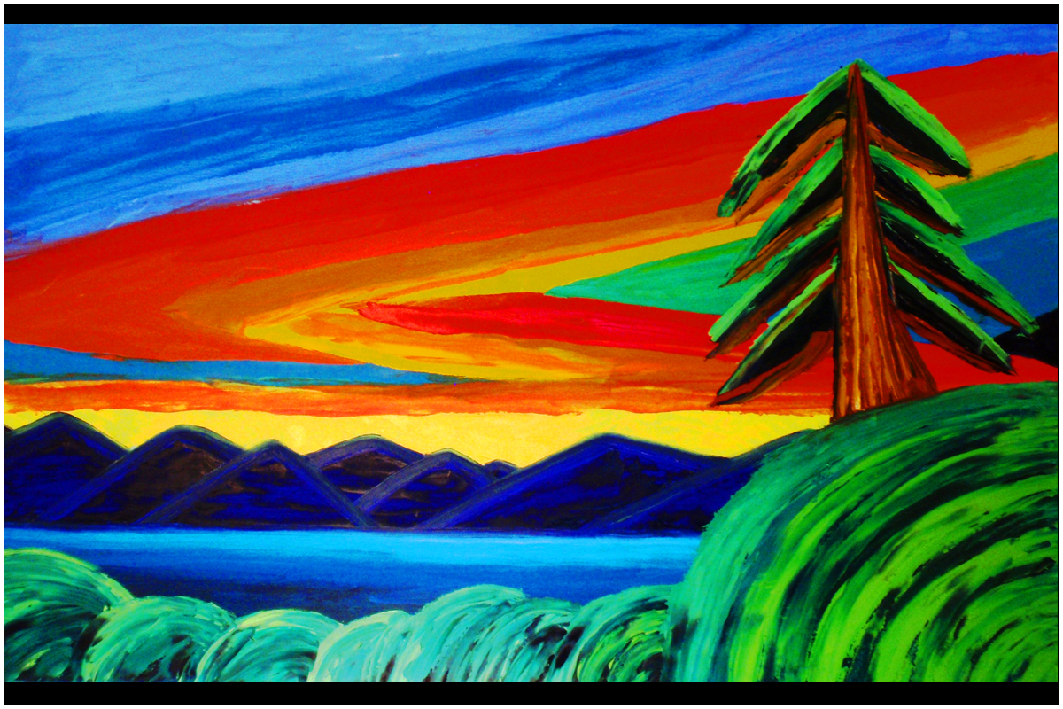 Lake Tahoe Vista Sunset Oil Painting