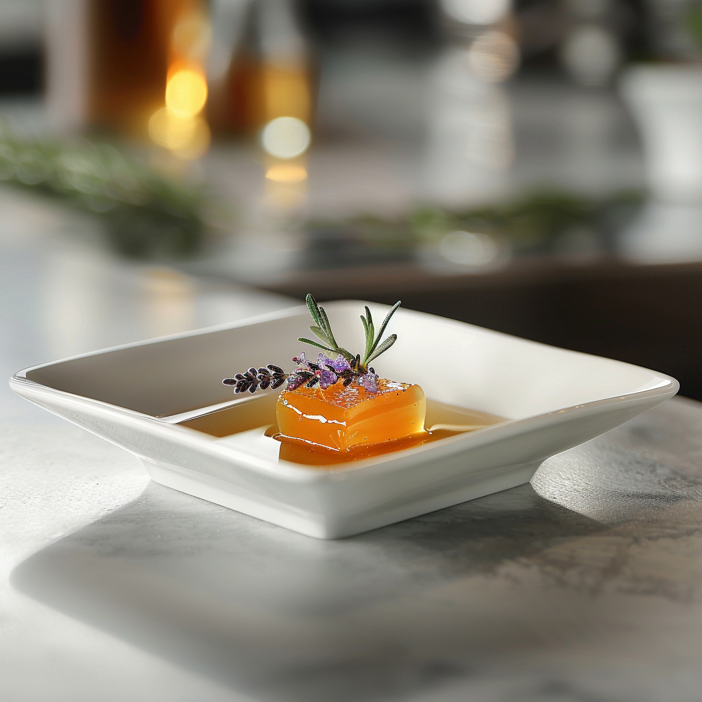 Honey lavender drizzle in a dish.