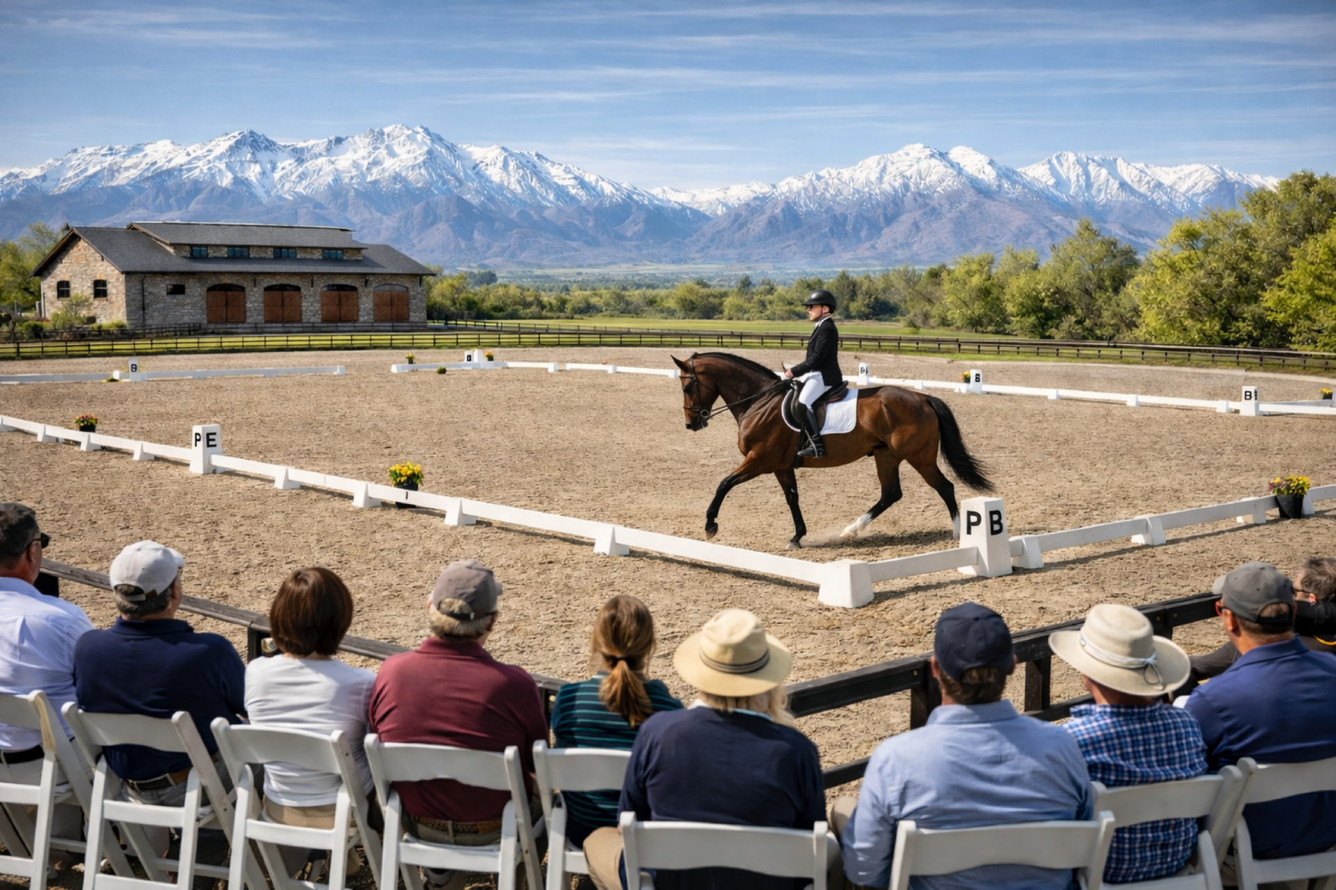 Horse and rider training in arena at Sierra Equestrian Center
