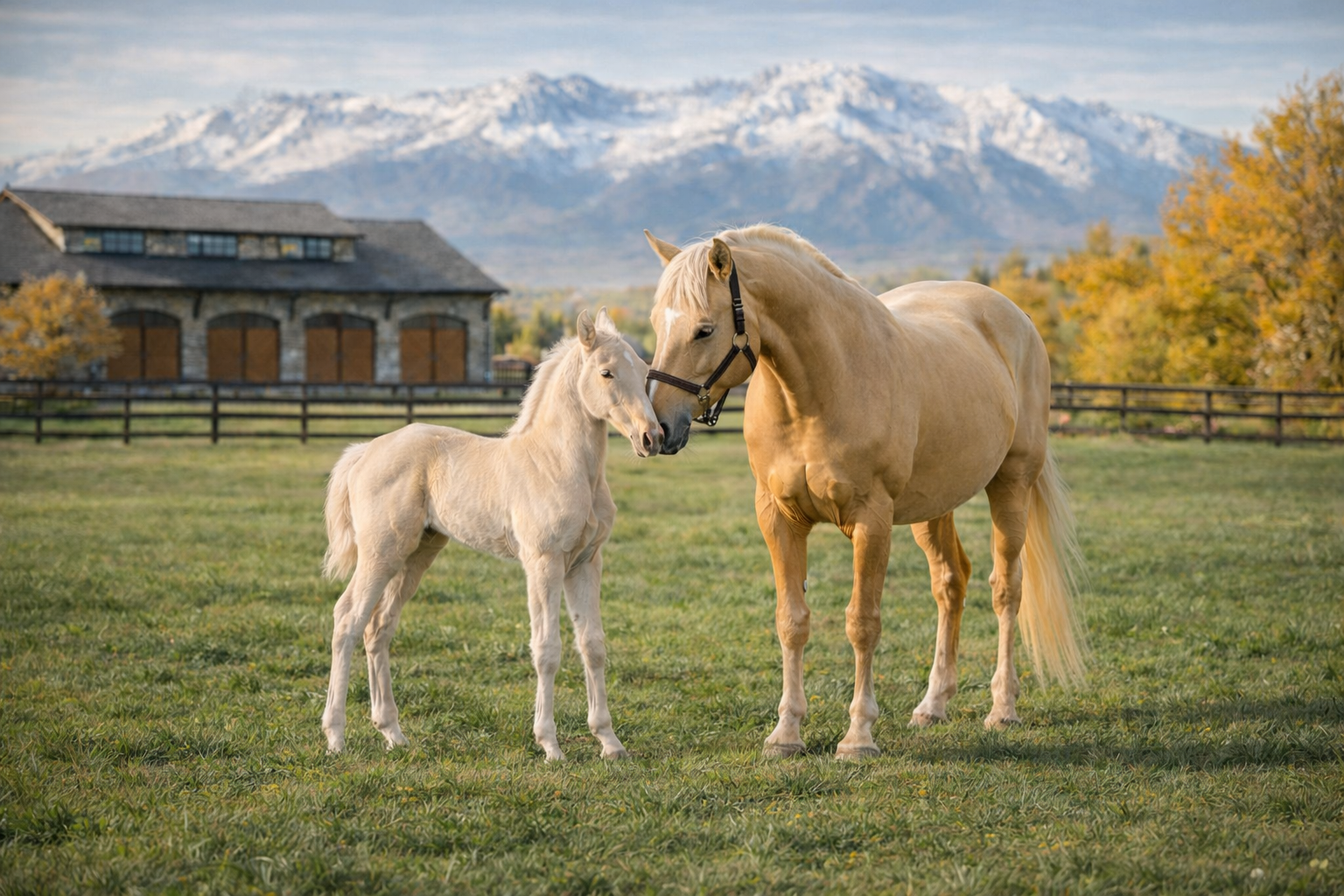 Mare and foal in pasture at Sierra Equestrian