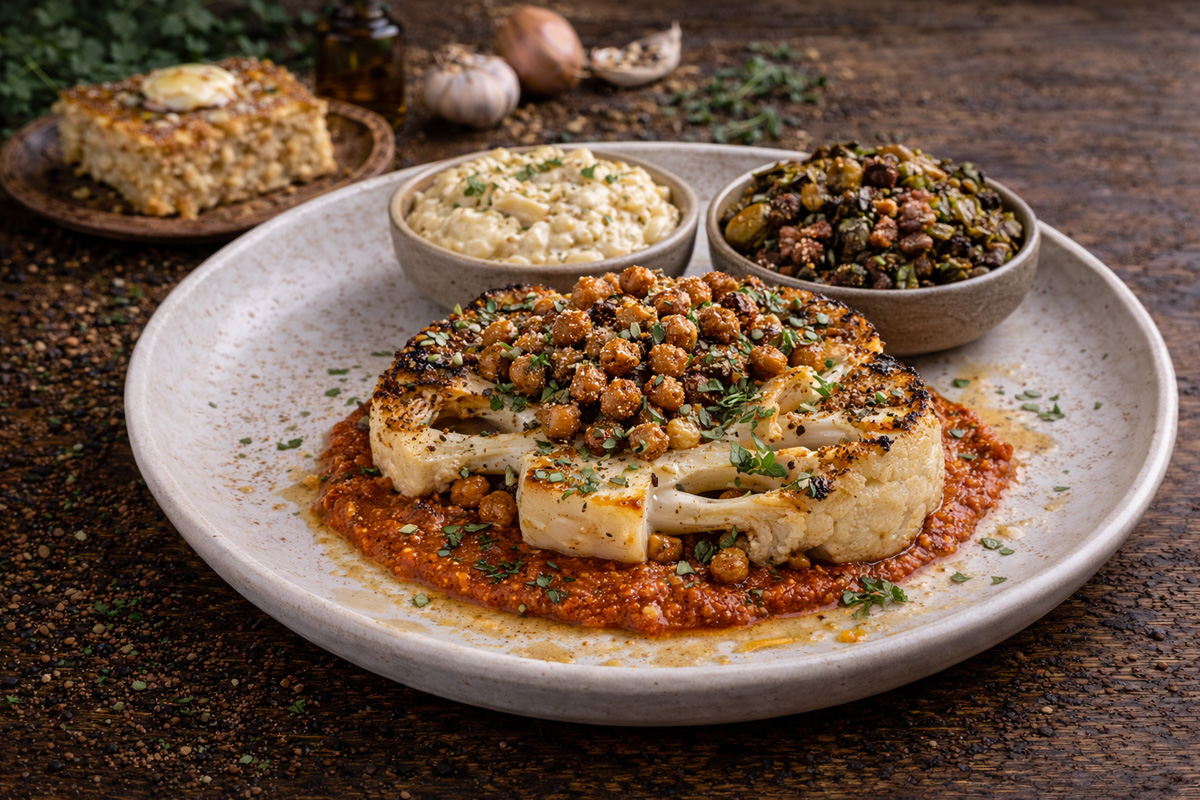 Cauliflower steak with romesco