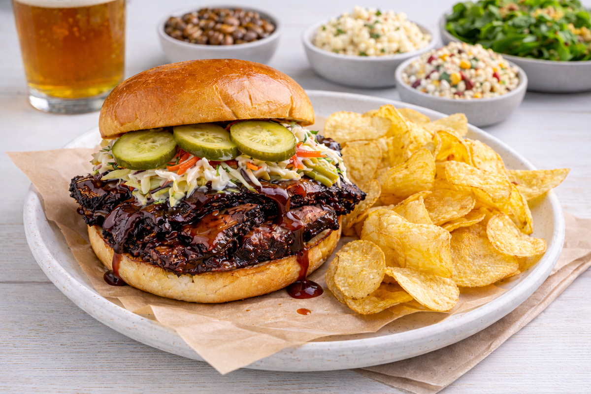 Brisket sandwich with pickles