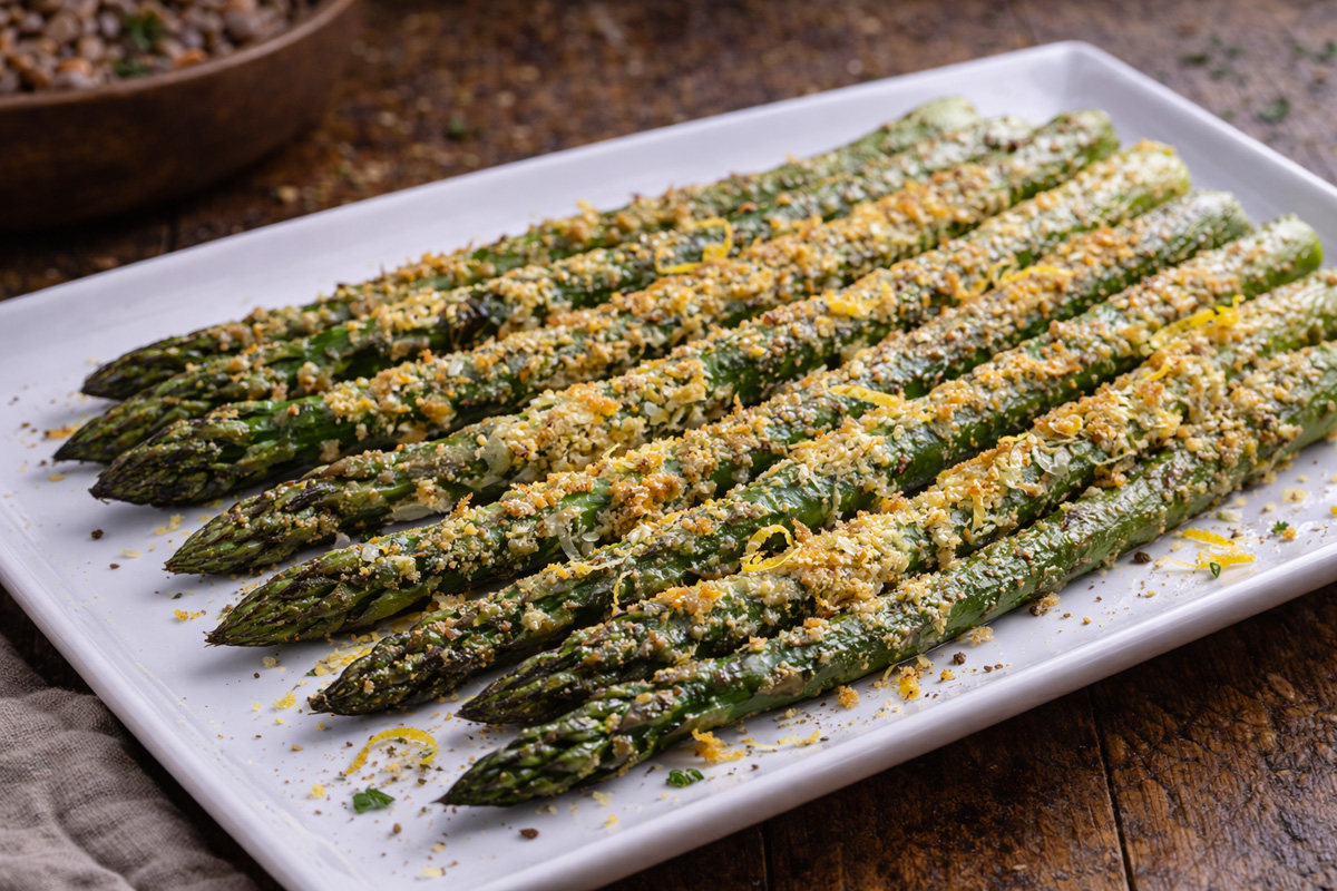 Parmesan crusted roasted asparagus