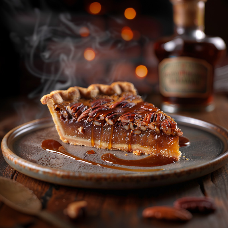 Smoked pecan pie slice